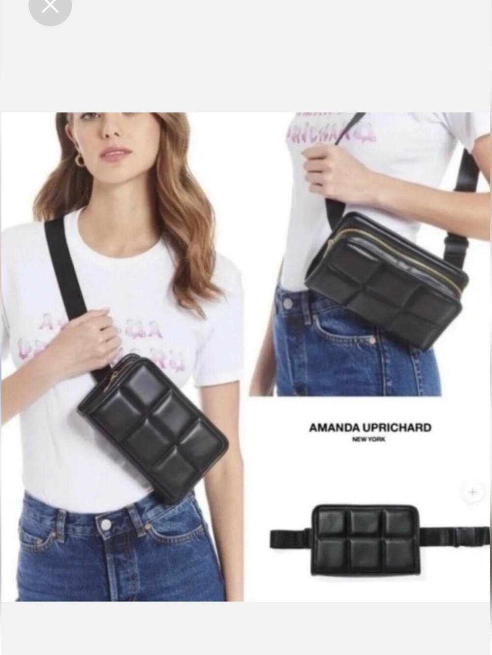 Amanda Uprichard Black Quilted Crossbody Bag